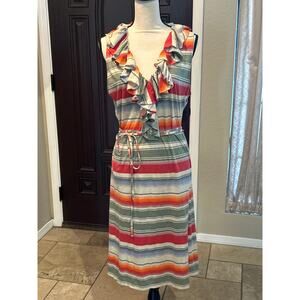 Lauren Ralph Lauren Sunset Striped Ruffle Knit Dress